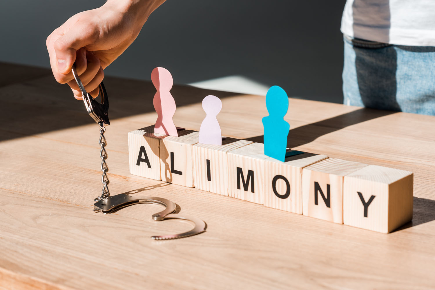 Wooden blocks spelling alimony