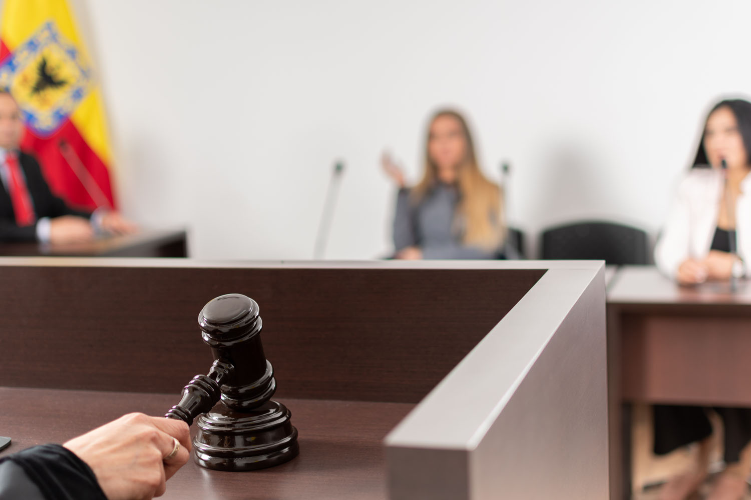 Judge's gavel in a courtroom